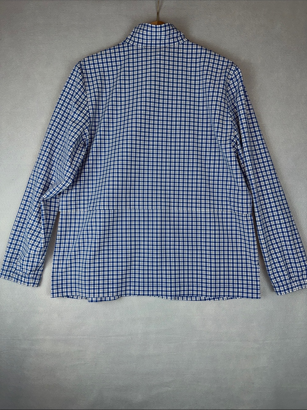 T by Talbots Lightweight Zip Up Jacket Blue & White Plaid Size Large Petite - Picture 4 of 10